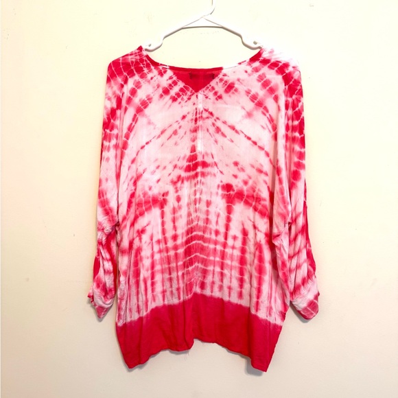 2/$30 Chelsea & Theodore Pink Tie-Dye Dolman Sleeve Top | Small - Picture 8 of 9